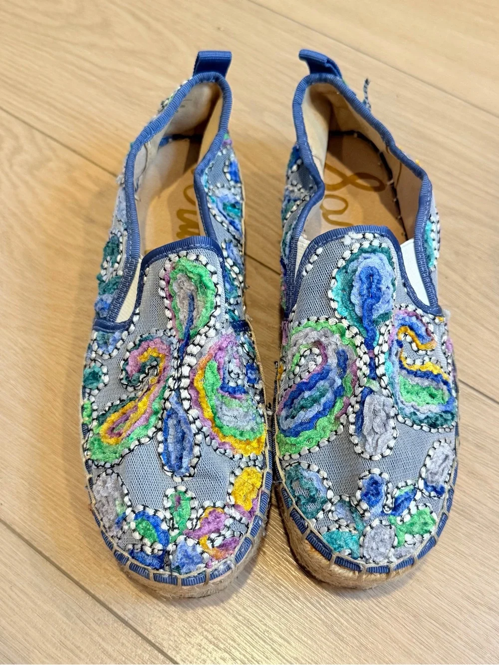 EUC Anthropologie Sam Edelman Blue Multicolor Sequin Carrin Espadrilles 7.5